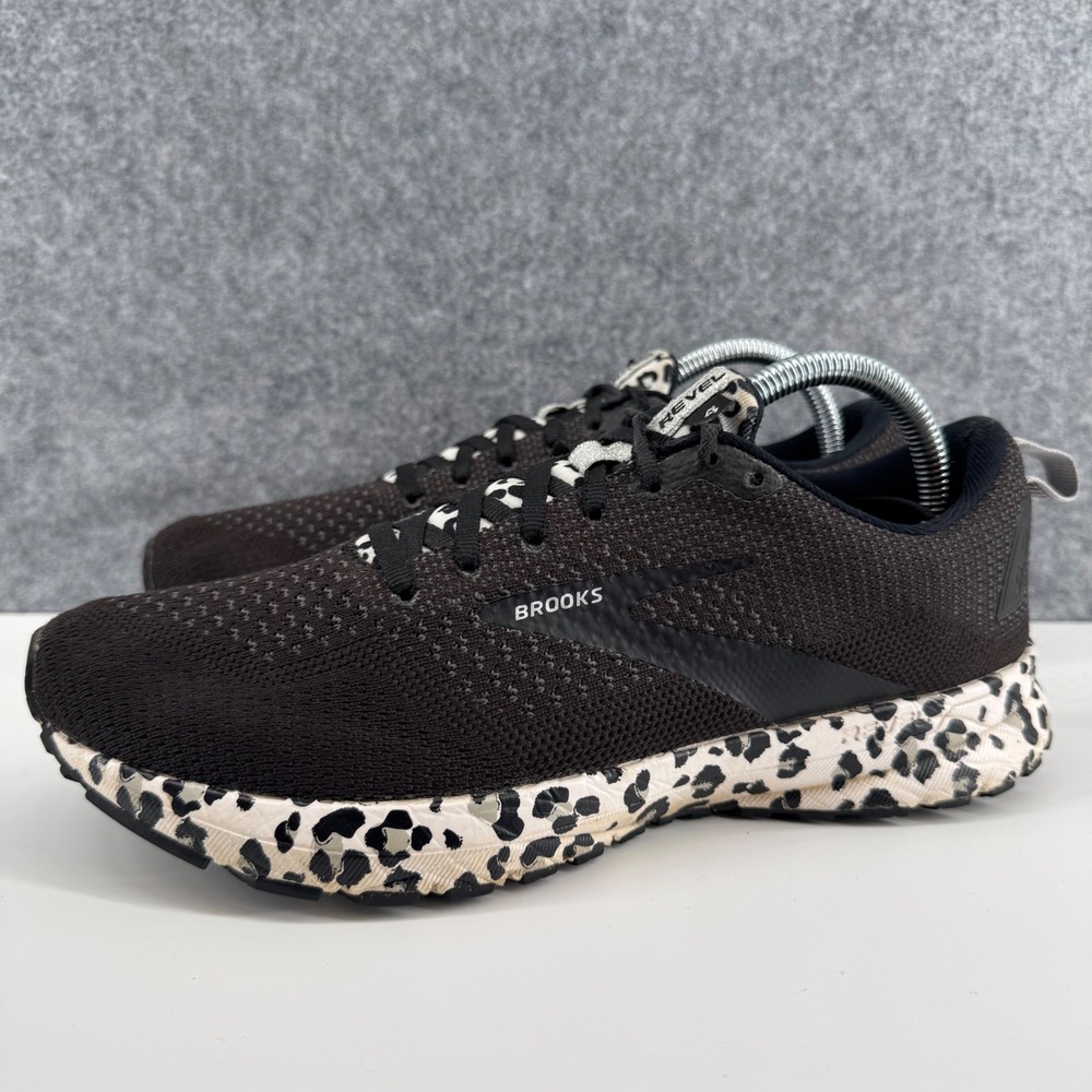 Brooks Revel 4 Running Shoes Womens Size 9 Black Leopard Print 1203371B095